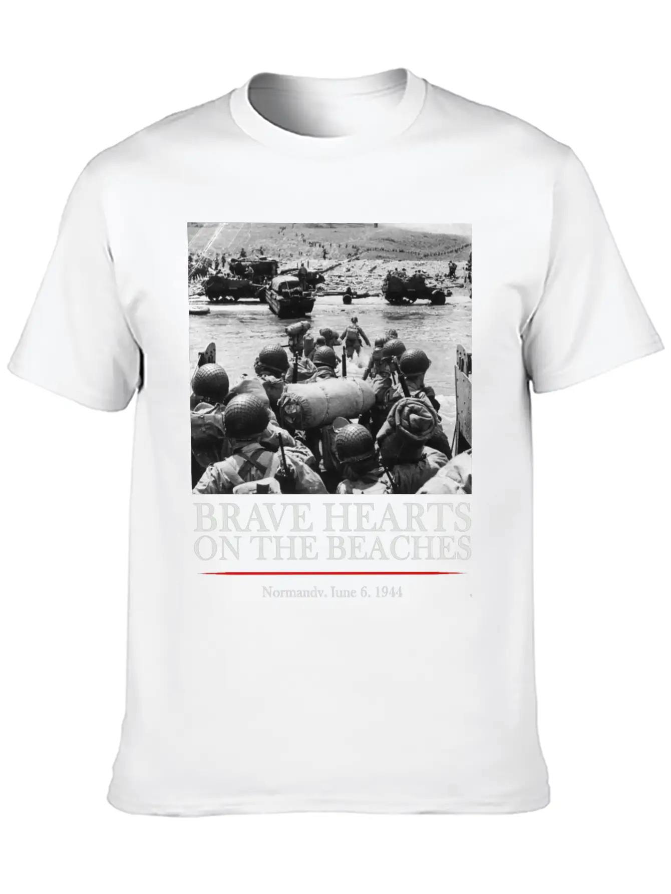 Brave Hearts On The Beaches - WW2 D-day Basic Graphic T-Shirt – Daily Comfort In Soft Cotton