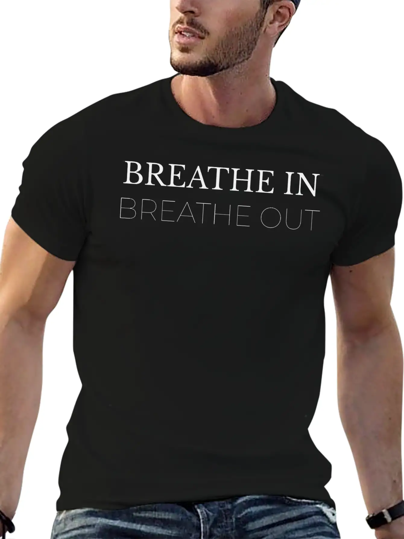 Breathe In, Breathe Out – Minimalist Mindfulness Breathable Soft Cotton T-Shirt – Timeless Casual Look