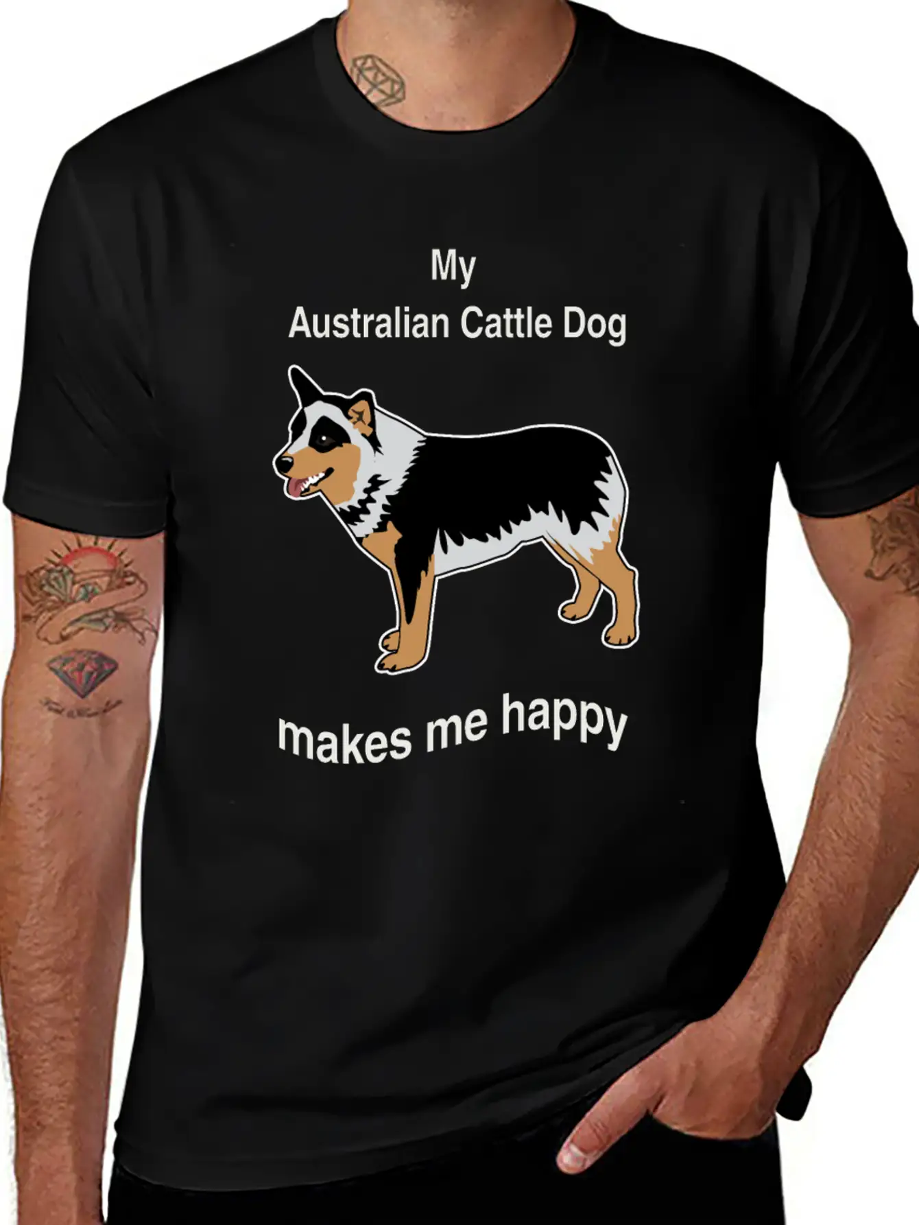 Breed Dog Standing Pet Happy Gift Idea Breathable Soft Cotton T-Shirt – Timeless Casual Look