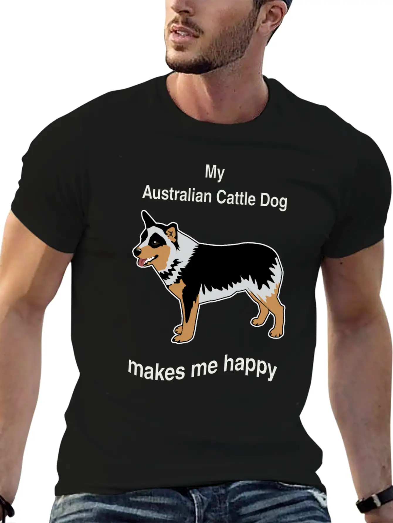 Breed Dog Standing Pet Happy Gift Idea Breathable Soft Cotton T-Shirt – Timeless Casual Look