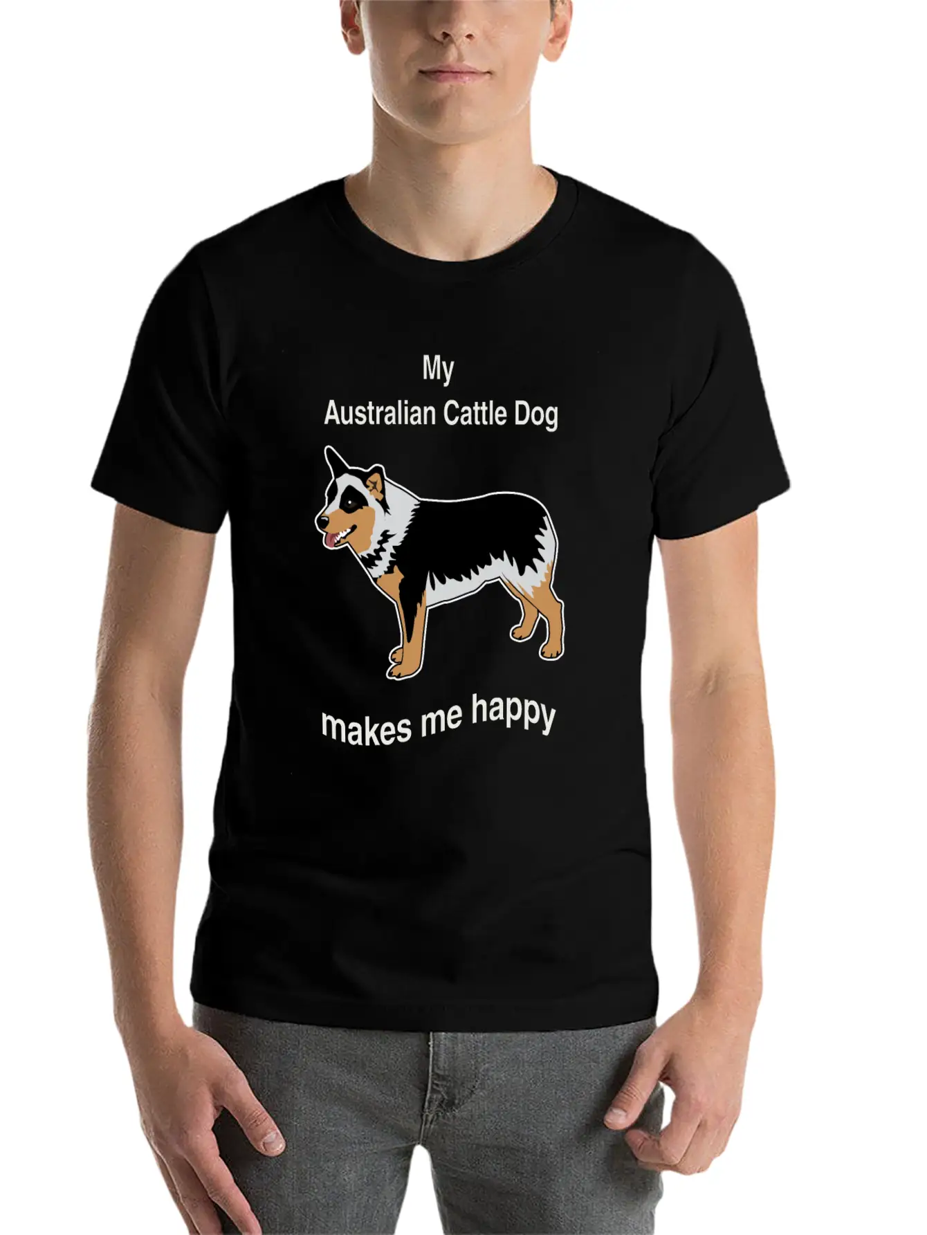 Breed Dog Standing Pet Happy Gift Idea Breathable Soft Cotton T-Shirt – Timeless Casual Look