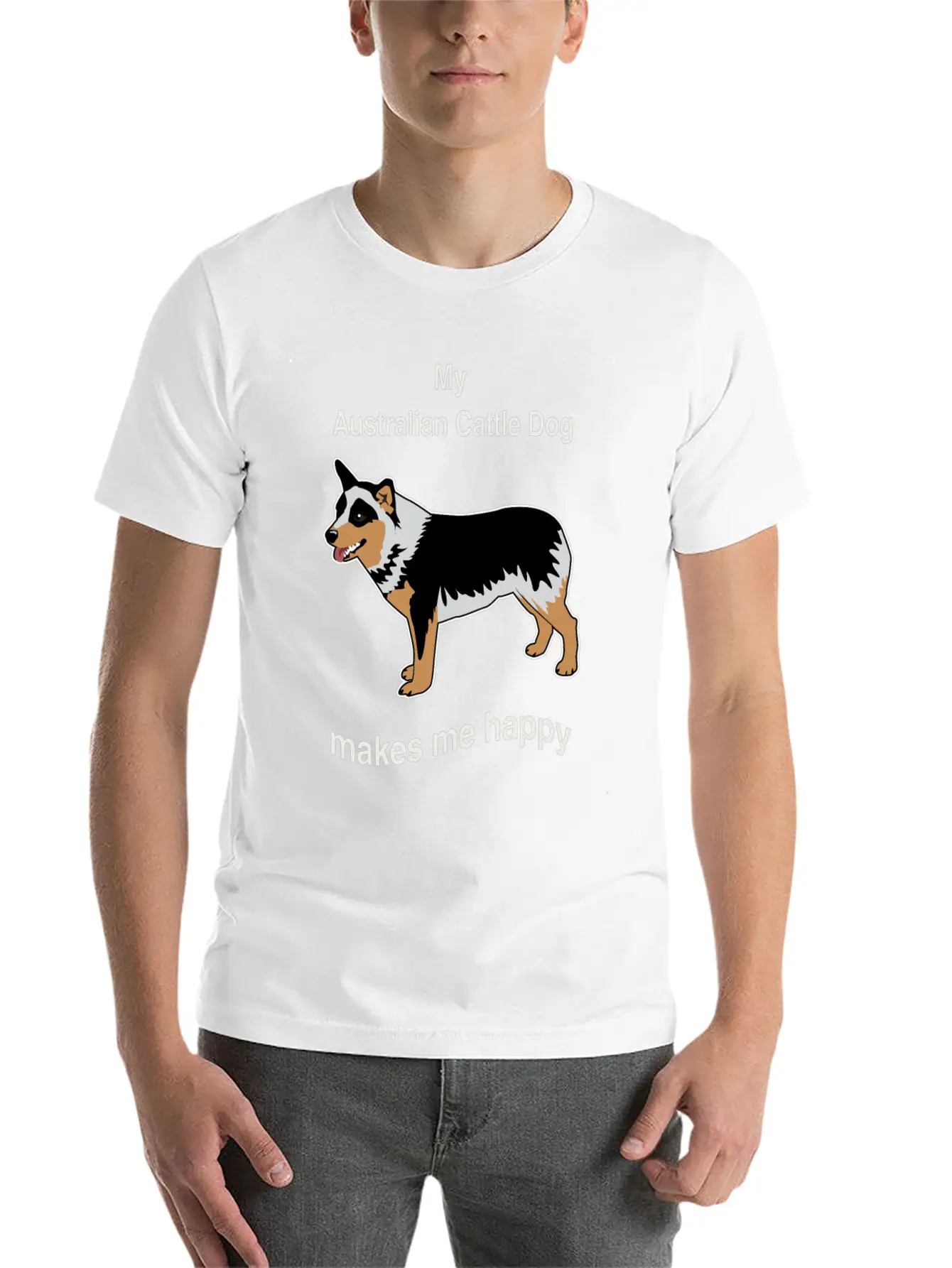 Breed Dog Standing Pet Happy Gift Idea Breathable Soft Cotton T-Shirt – Timeless Casual Look