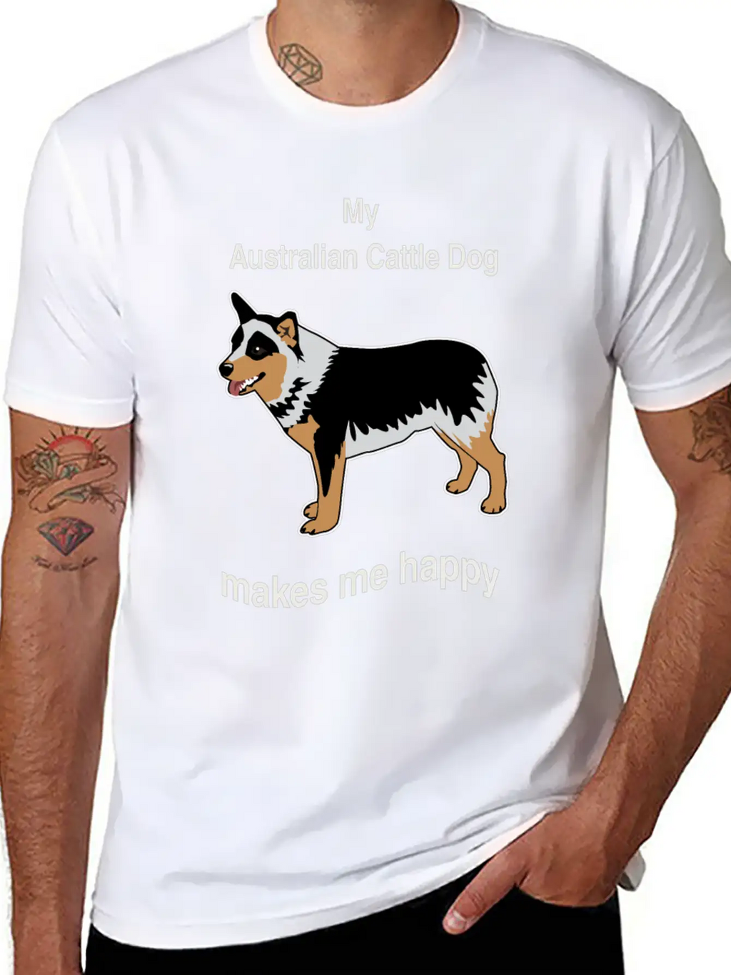 Breed Dog Standing Pet Happy Gift Idea Breathable Soft Cotton T-Shirt – Timeless Casual Look