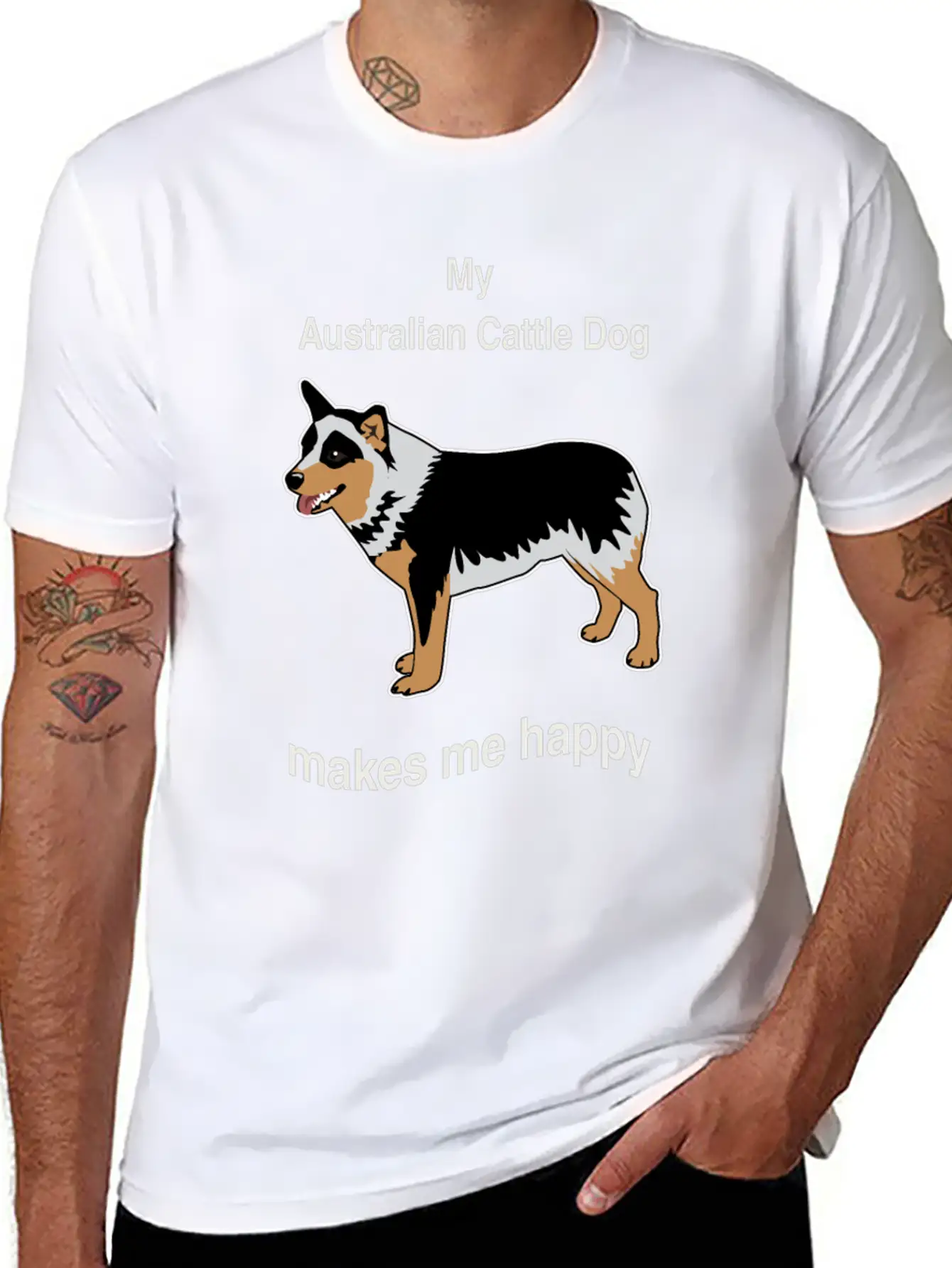 Breed Dog Standing Pet Happy Gift Idea Breathable Soft Cotton T-Shirt – Timeless Casual Look