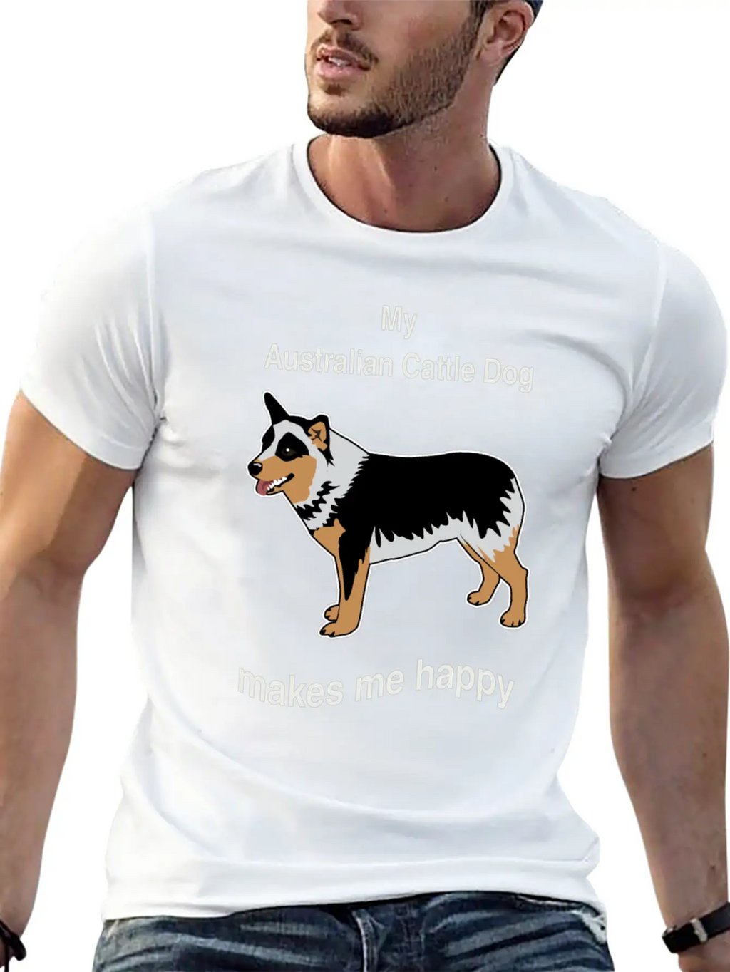 Breed Dog Standing Pet Happy Gift Idea Breathable Soft Cotton T-Shirt – Timeless Casual Look