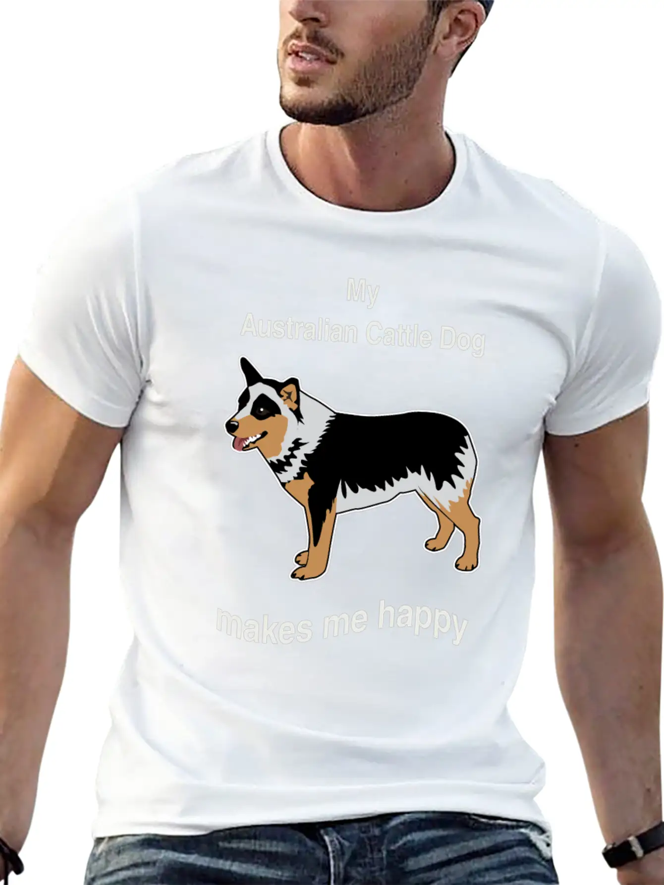 Breed Dog Standing Pet Happy Gift Idea Breathable Soft Cotton T-Shirt – Timeless Casual Look