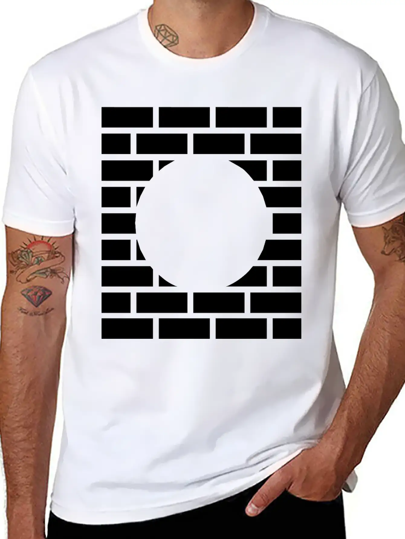 Brick Stone Wall Round Hole Breathable Graphic T-Shirt – Perfect For Casual Days