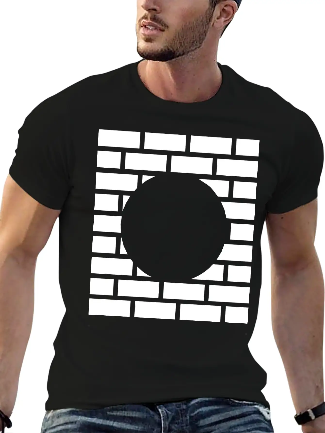 Brick Stone Wall Round Hole Breathable Graphic T-Shirt – Perfect For Casual Days