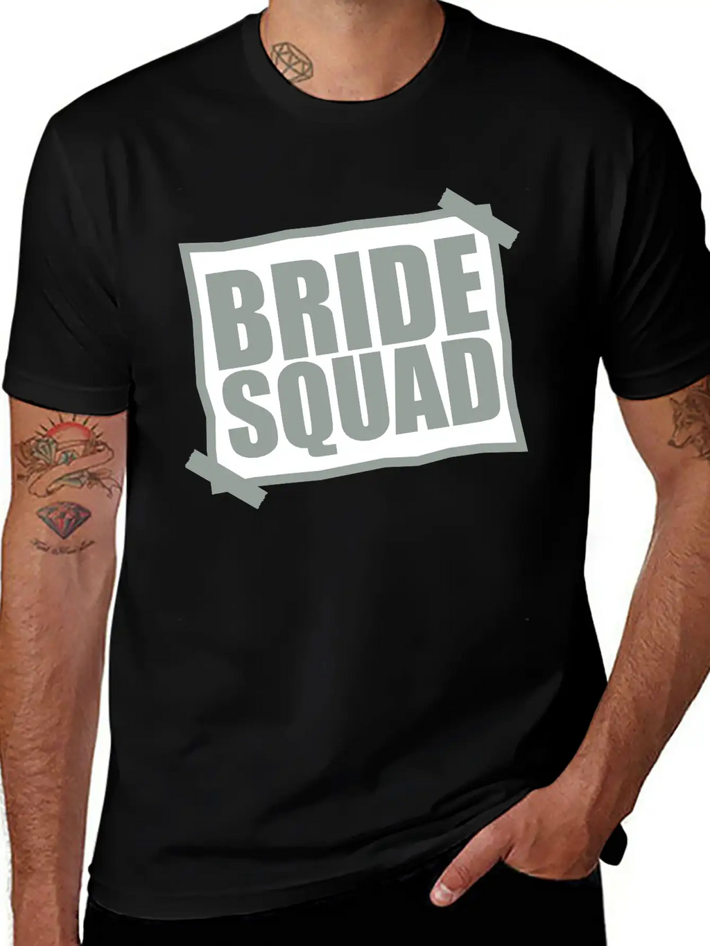 Bride Squad Note Slip Pasted Wedding Marry Engaged Basic Graphic T-Shirt – Daily Comfort In Soft Cotton