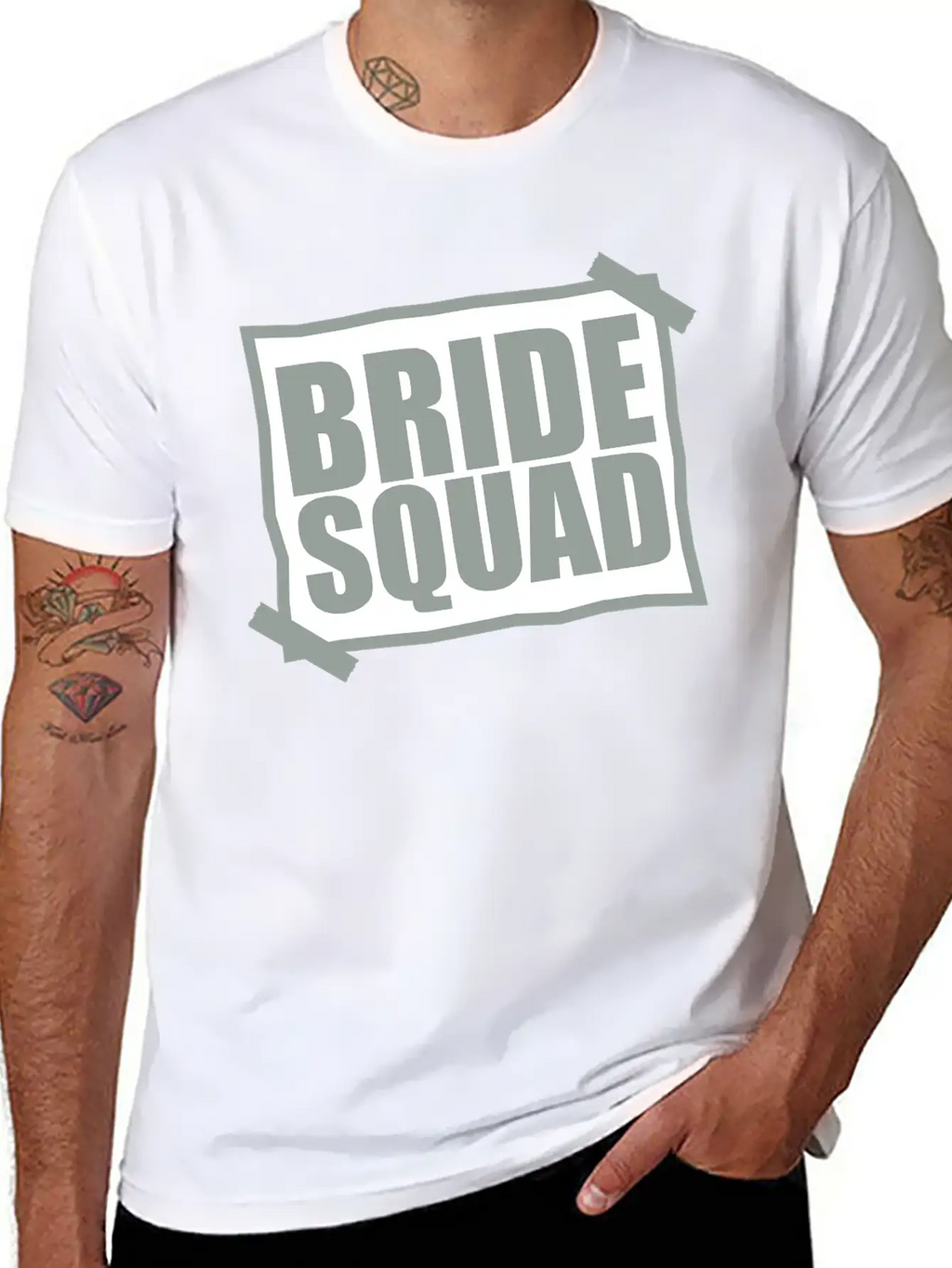 Bride Squad Note Slip Pasted Wedding Marry Engaged Basic Graphic T-Shirt – Daily Comfort In Soft Cotton