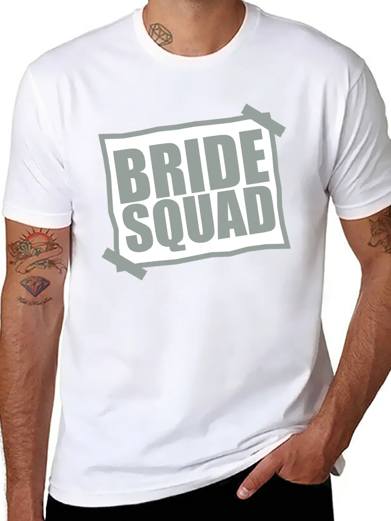 Bride Squad Note Slip Pasted Wedding Marry Engaged Basic Graphic T-Shirt – Daily Comfort In Soft Cotton