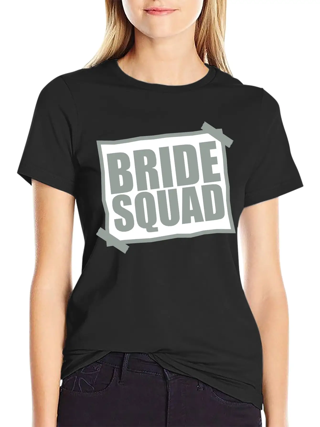 Bride Squad Note Slip Pasted Wedding Marry Engaged Basic Graphic T-Shirt – Daily Comfort In Soft Cotton