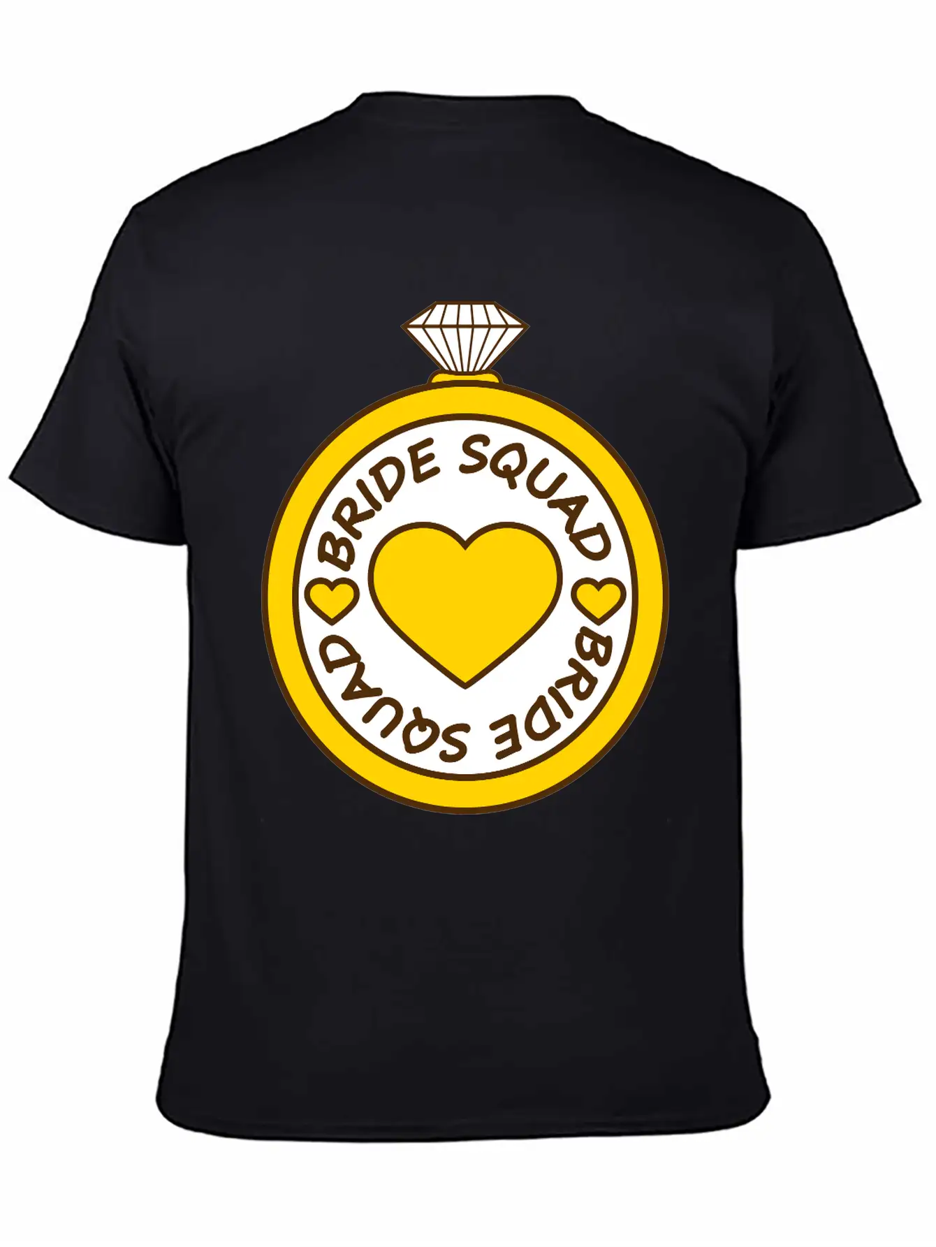 Bride Squad Ring Jewelry Heart Gold Diamond Weddin Modern Fit Casual T-Shirt – Clean And Versatile Design