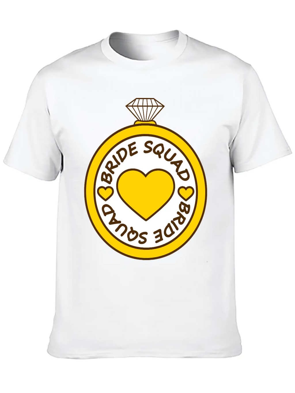 Bride Squad Ring Jewelry Heart Gold Diamond Weddin Modern Fit Casual T-Shirt – Clean And Versatile Design