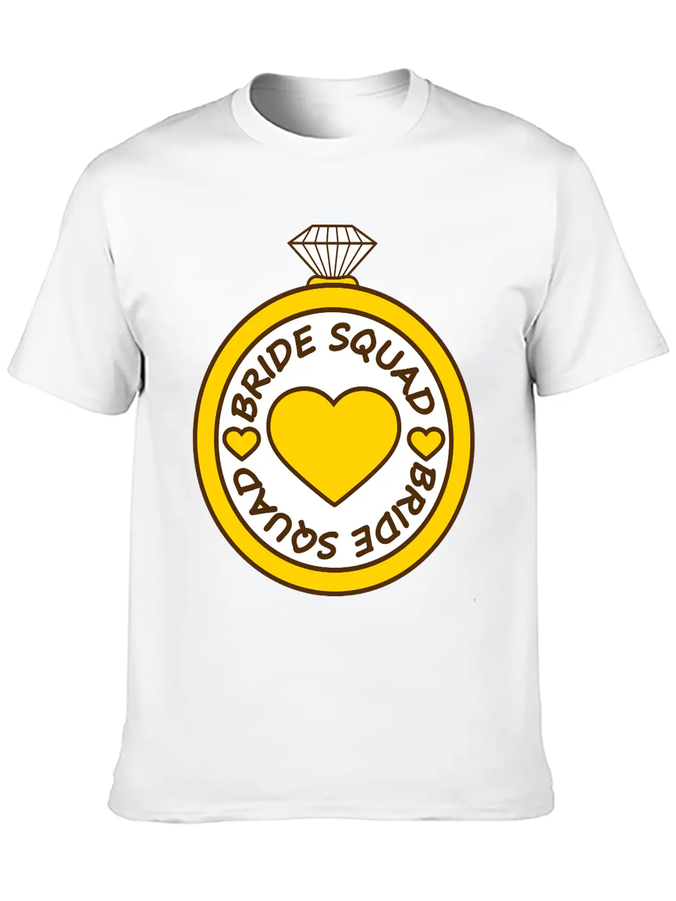Bride Squad Ring Jewelry Heart Gold Diamond Weddin Modern Fit Casual T-Shirt – Clean And Versatile Design