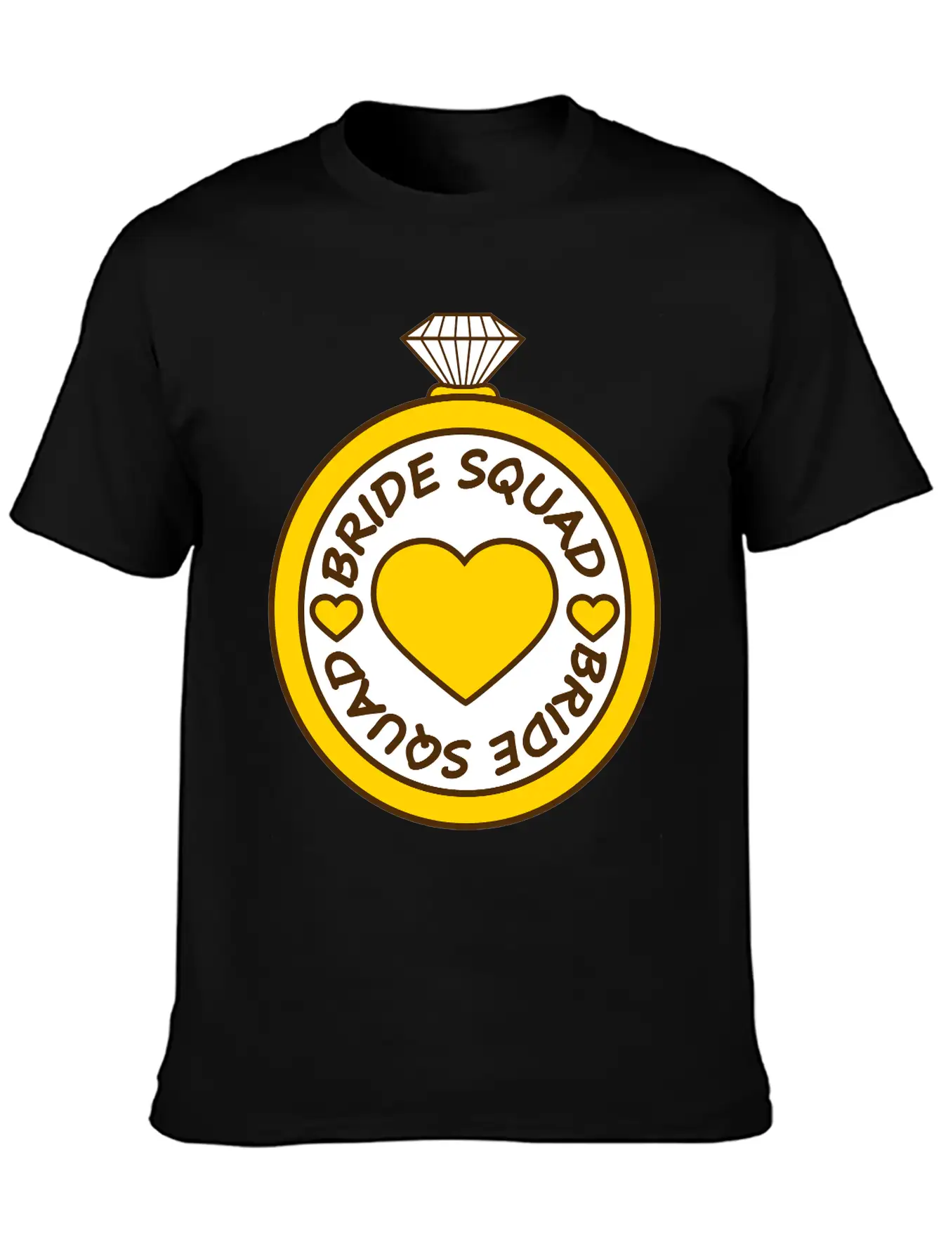Bride Squad Ring Jewelry Heart Gold Diamond Weddin Modern Fit Casual T-Shirt – Clean And Versatile Design