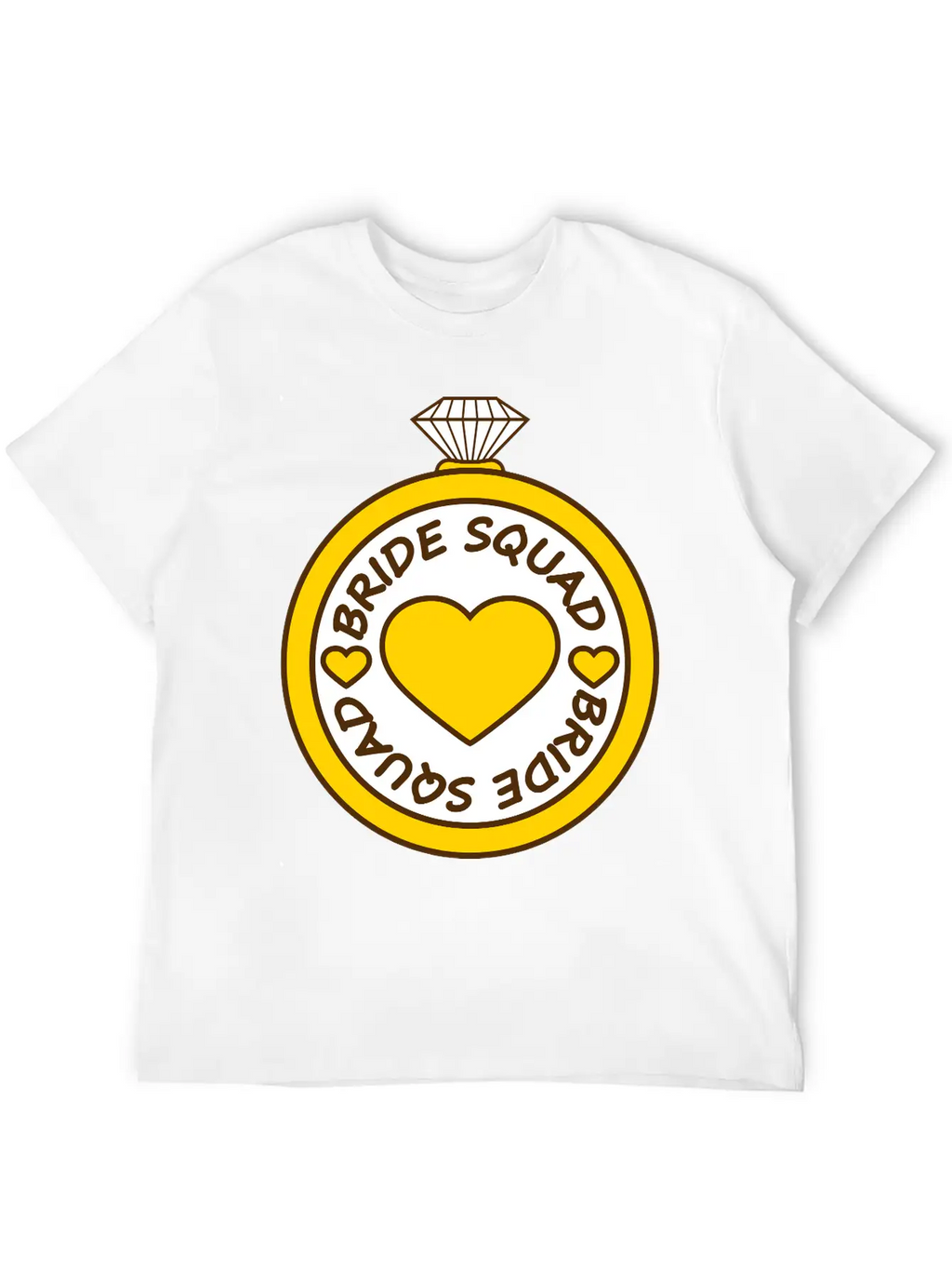 Bride Squad Ring Jewelry Heart Gold Diamond Weddin Modern Fit Casual T-Shirt – Clean And Versatile Design