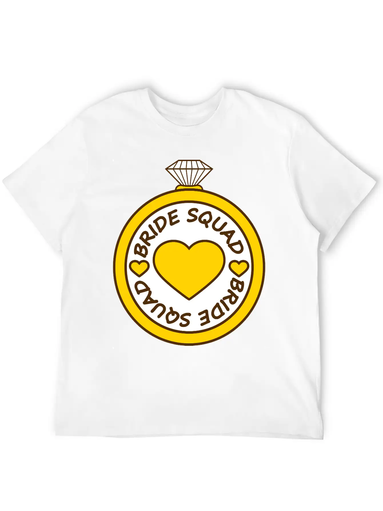 Bride Squad Ring Jewelry Heart Gold Diamond Weddin Modern Fit Casual T-Shirt – Clean And Versatile Design