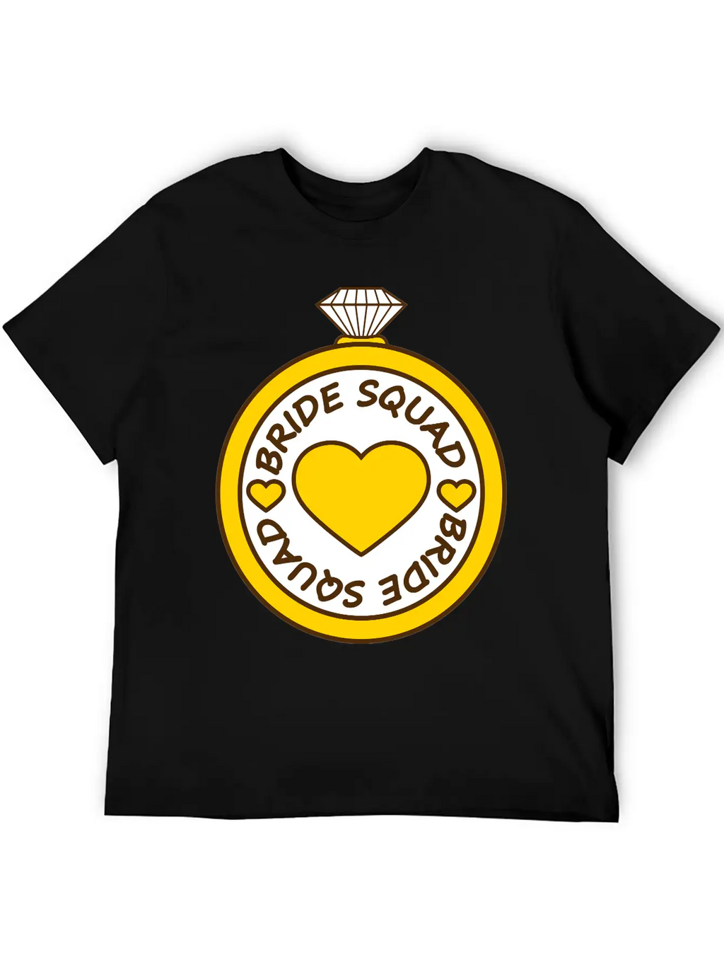 Bride Squad Ring Jewelry Heart Gold Diamond Weddin Modern Fit Casual T-Shirt – Clean And Versatile Design