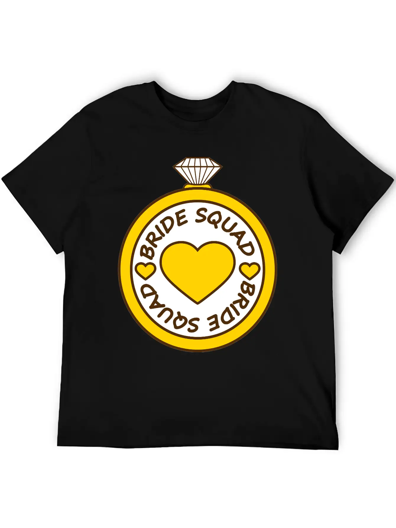Bride Squad Ring Jewelry Heart Gold Diamond Weddin Modern Fit Casual T-Shirt – Clean And Versatile Design