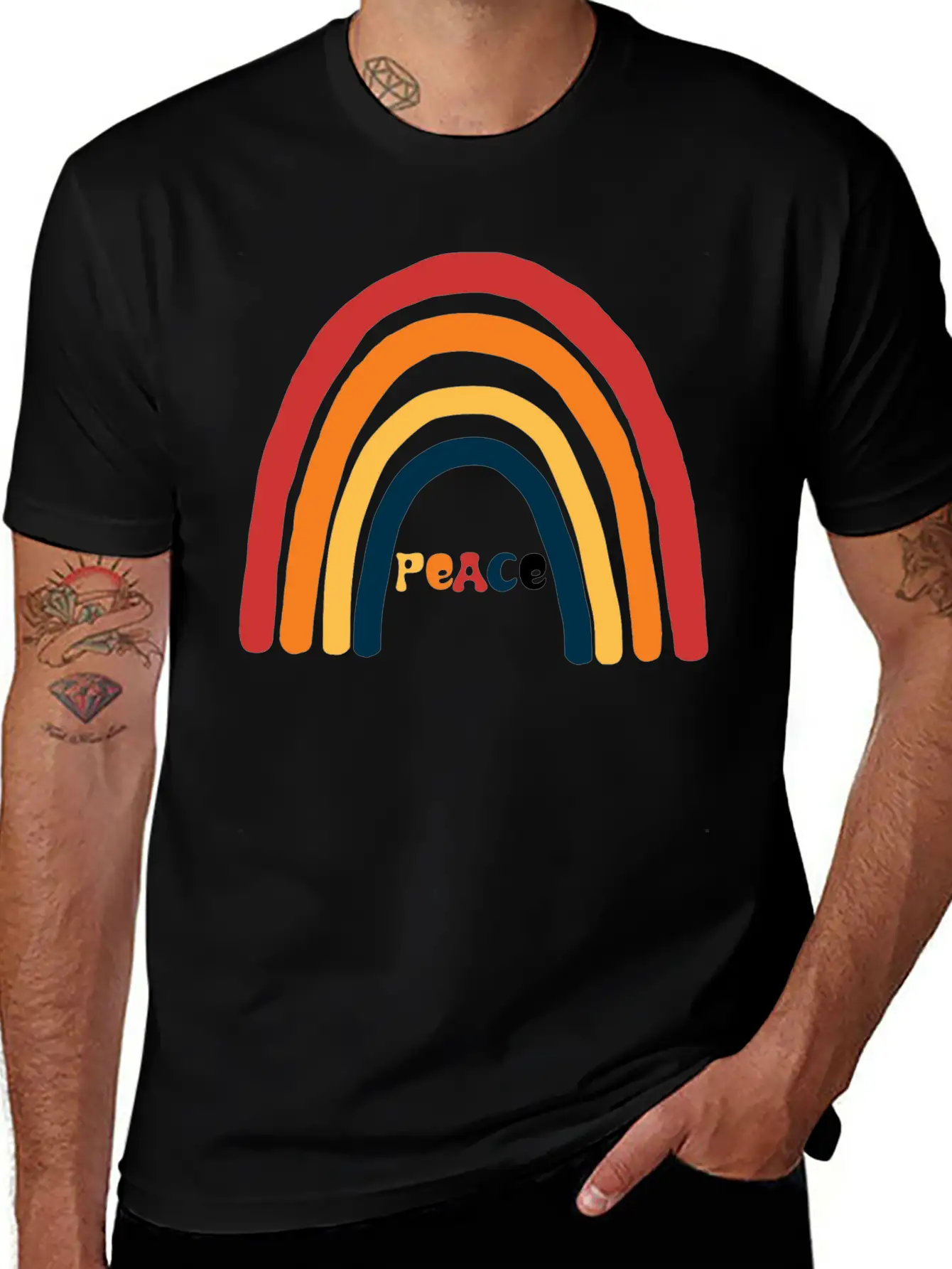 Bright Rainbow Peace Classic Cotton Tee – Unisex Comfort For Any Season