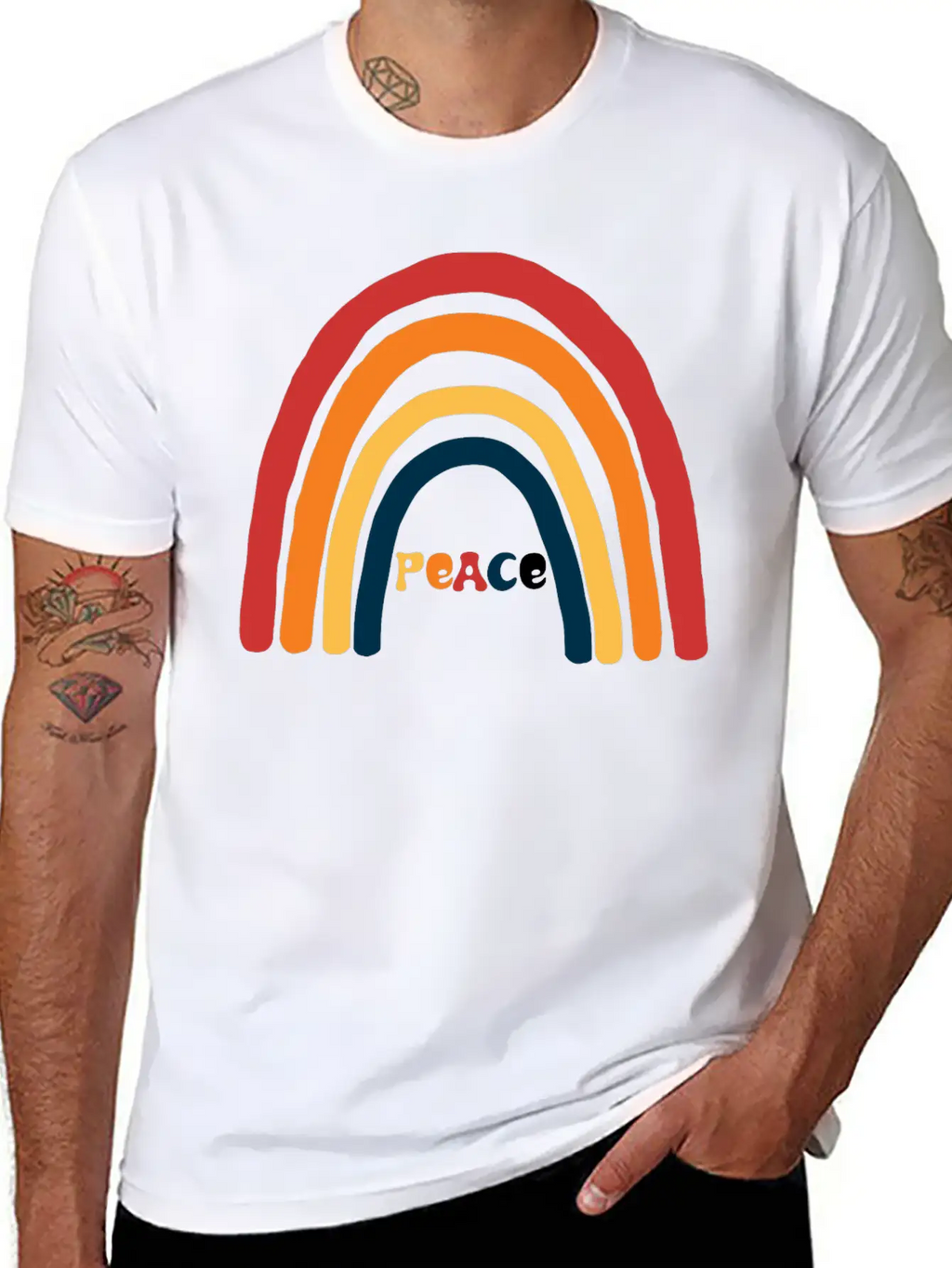 Bright Rainbow Peace Classic Cotton Tee – Unisex Comfort For Any Season