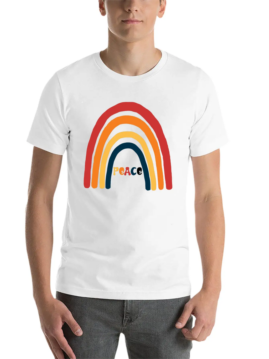 Bright Rainbow Peace Classic Cotton Tee – Unisex Comfort For Any Season