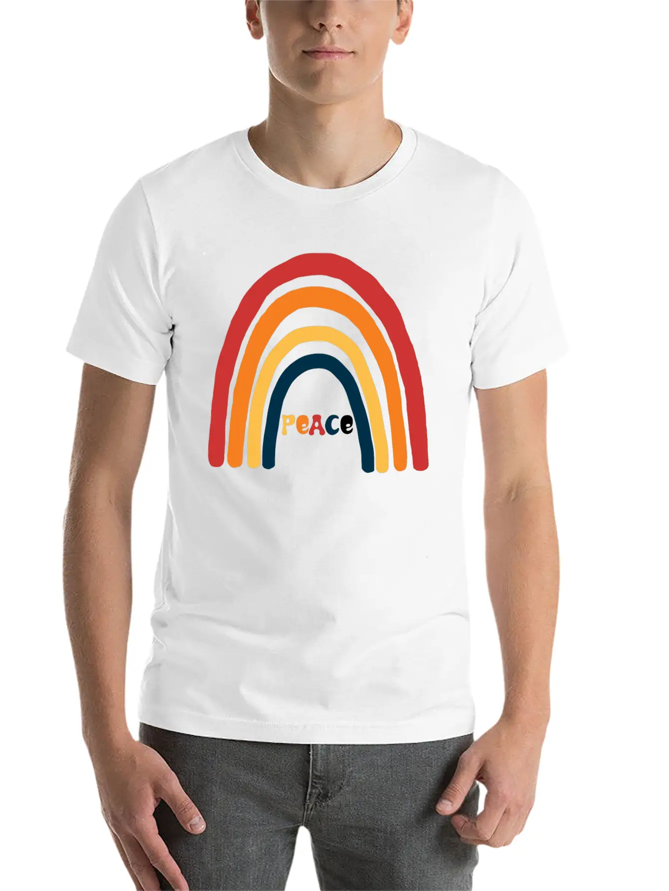 Bright Rainbow Peace Classic Cotton Tee – Unisex Comfort For Any Season