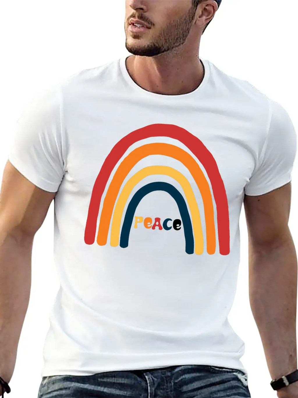 Bright Rainbow Peace Classic Cotton Tee – Unisex Comfort For Any Season