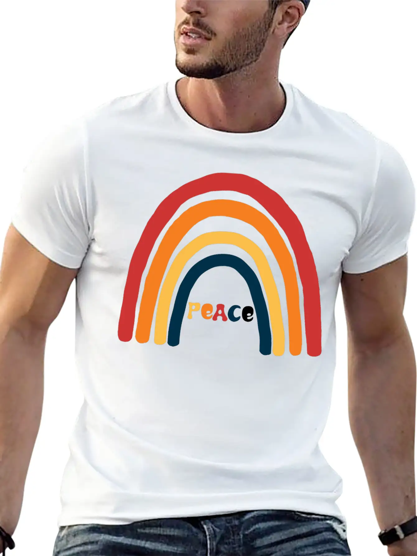 Bright Rainbow Peace Classic Cotton Tee – Unisex Comfort For Any Season