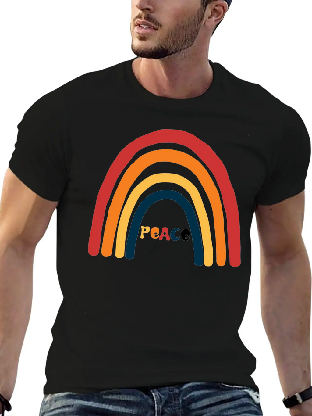 Bright Rainbow Peace Classic Cotton Tee – Unisex Comfort For Any Season