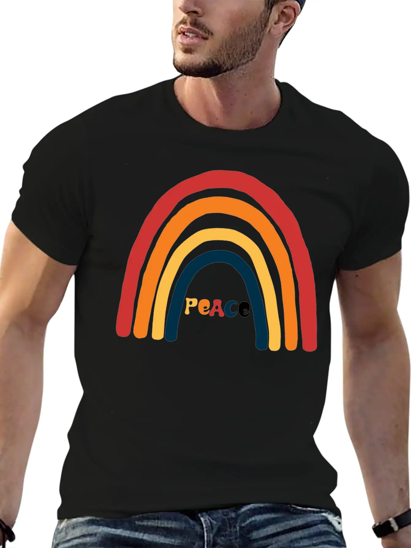 Bright Rainbow Peace Classic Cotton Tee – Unisex Comfort For Any Season