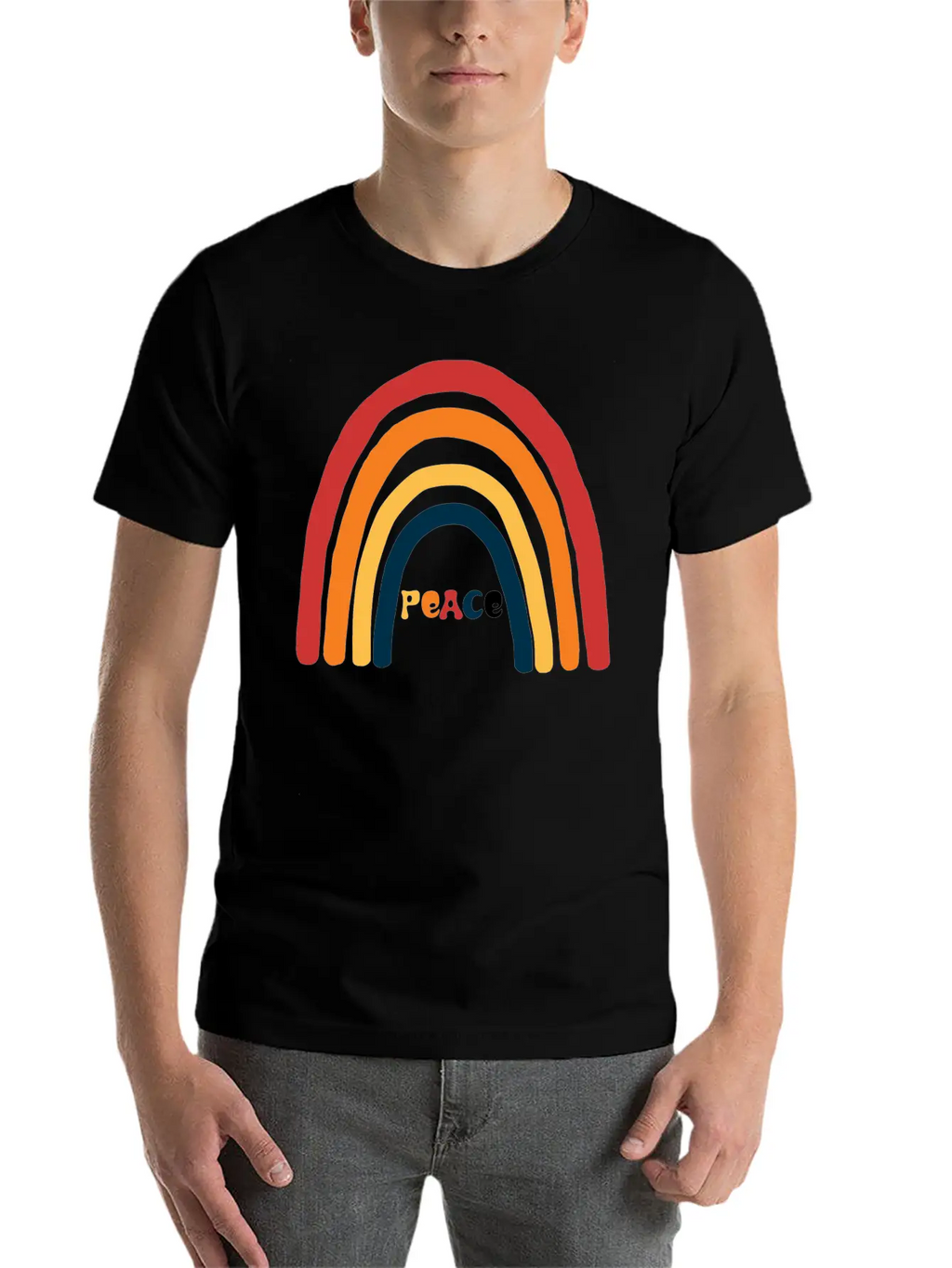 Bright Rainbow Peace Classic Cotton Tee – Unisex Comfort For Any Season