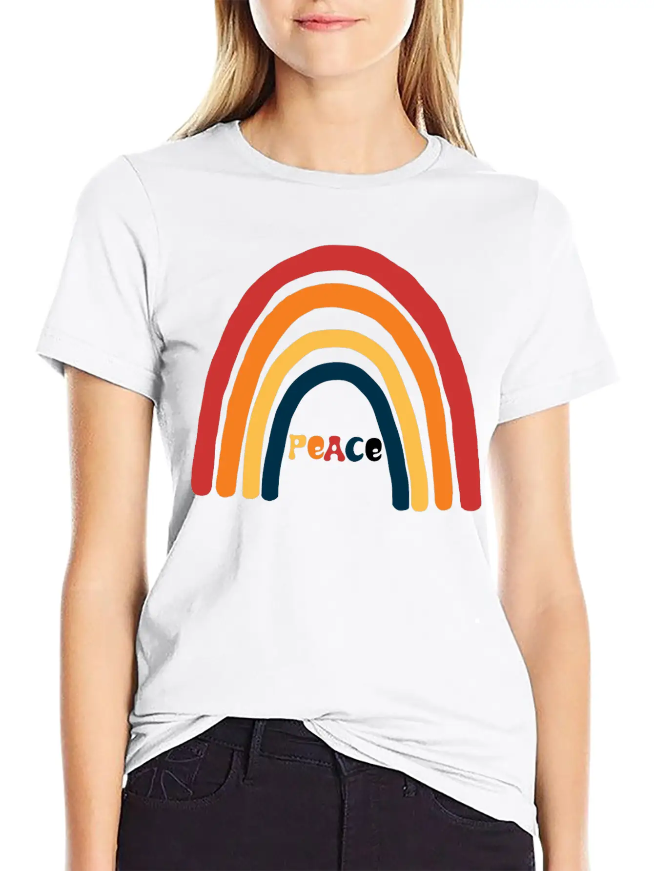 Bright Rainbow Peace Classic Cotton Tee – Unisex Comfort For Any Season