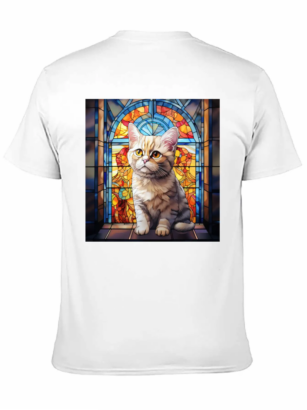 British Shorthair Kitten In Stained Glass Essential Cotton Tee For Daily Outfits – Unisex Style