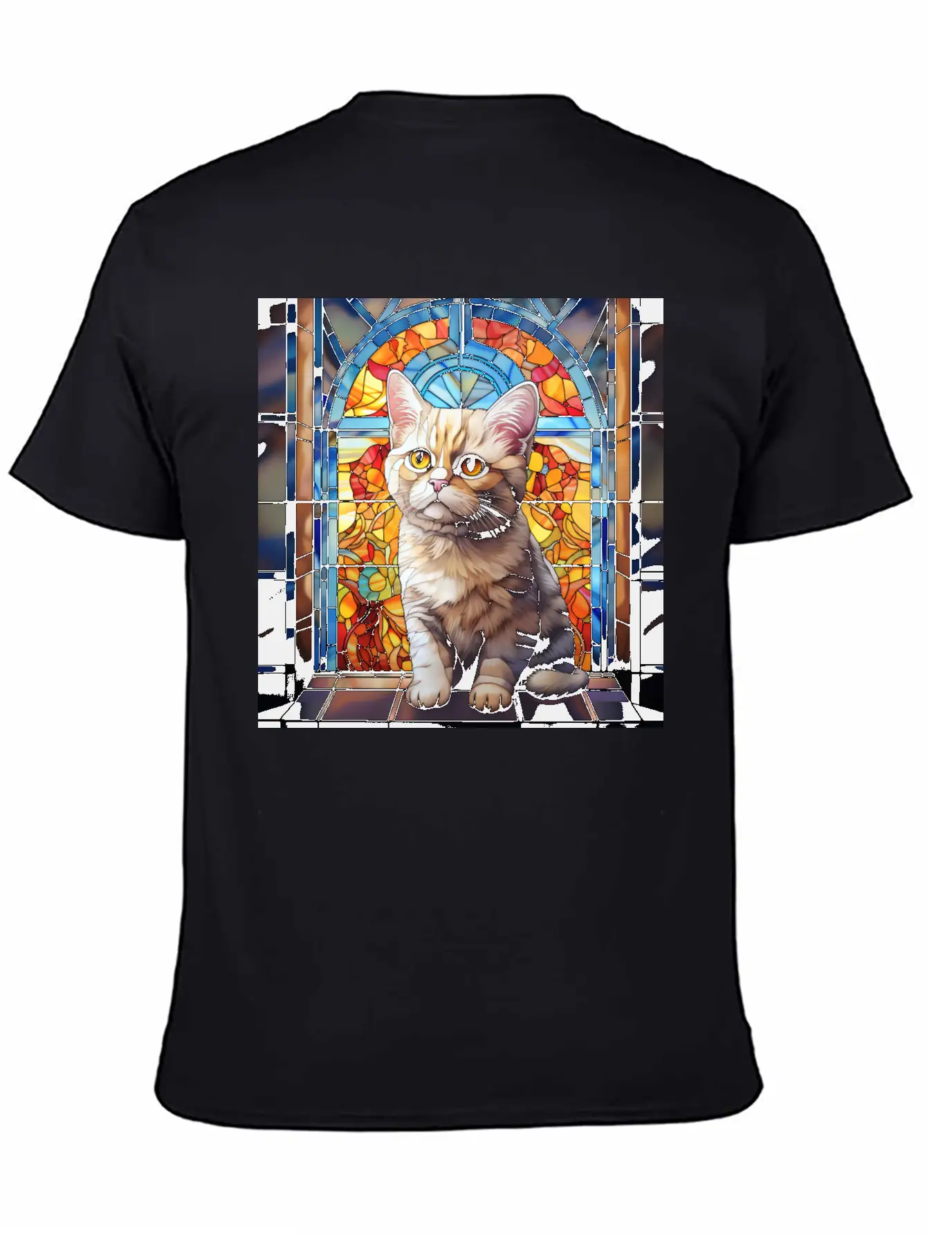 British Shorthair Kitten In Stained Glass Essential Cotton Tee For Daily Outfits – Unisex Style