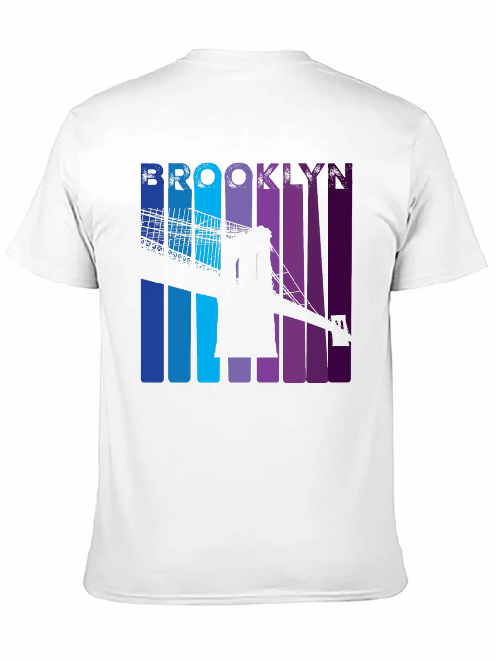 Brooklyn Bridge 1970s Style Colorful New York City Stylish Everyday T-Shirt – Unisex Basic Cotton Tee