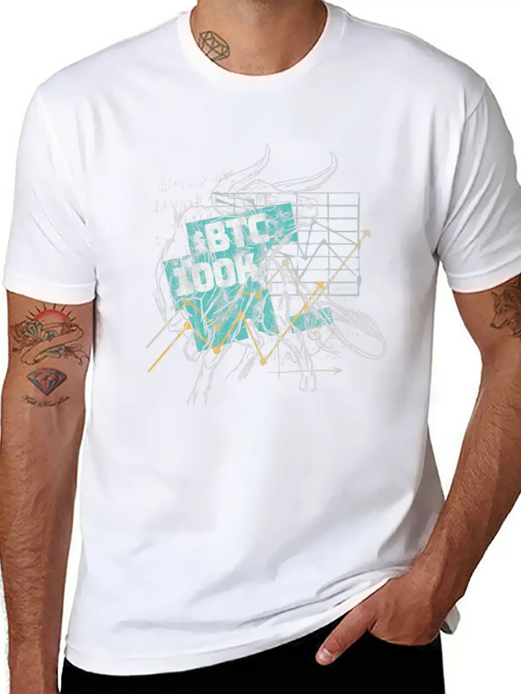 BTC 100k Bitcoin $100.000 Cryptos Currency Basic Graphic T-Shirt – Daily Comfort In Soft Cotton