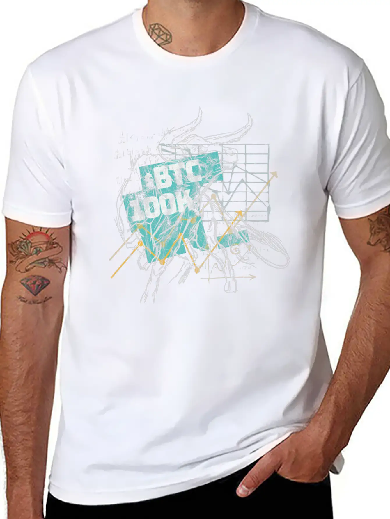BTC 100k Bitcoin $100.000 Cryptos Currency Basic Graphic T-Shirt – Daily Comfort In Soft Cotton