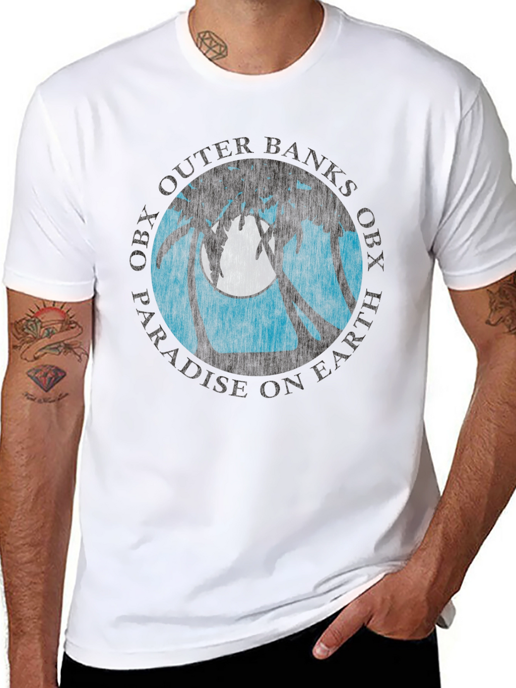 OBX Palm Moon Graphic Tee - Black