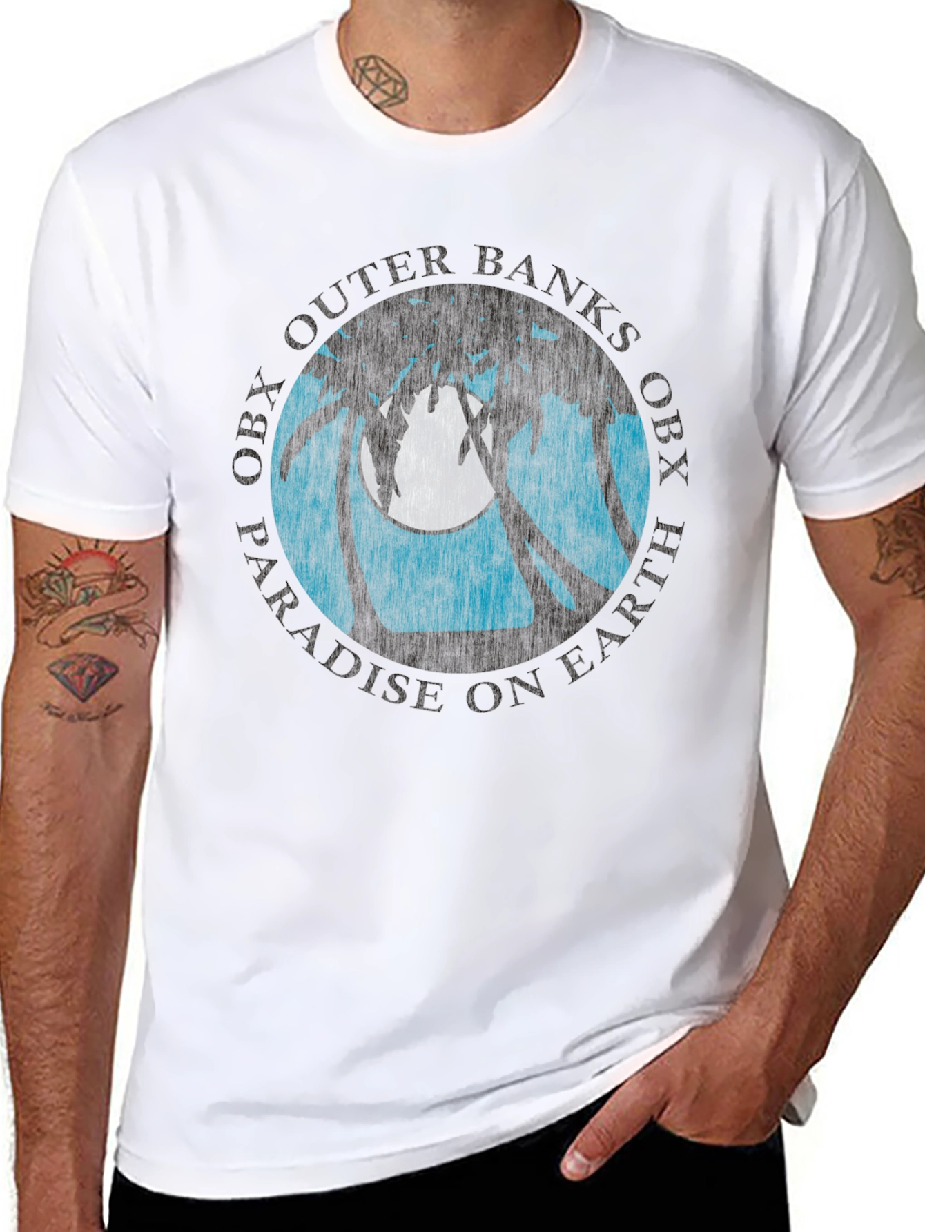 OBX Palm Moon Graphic Tee - Black
