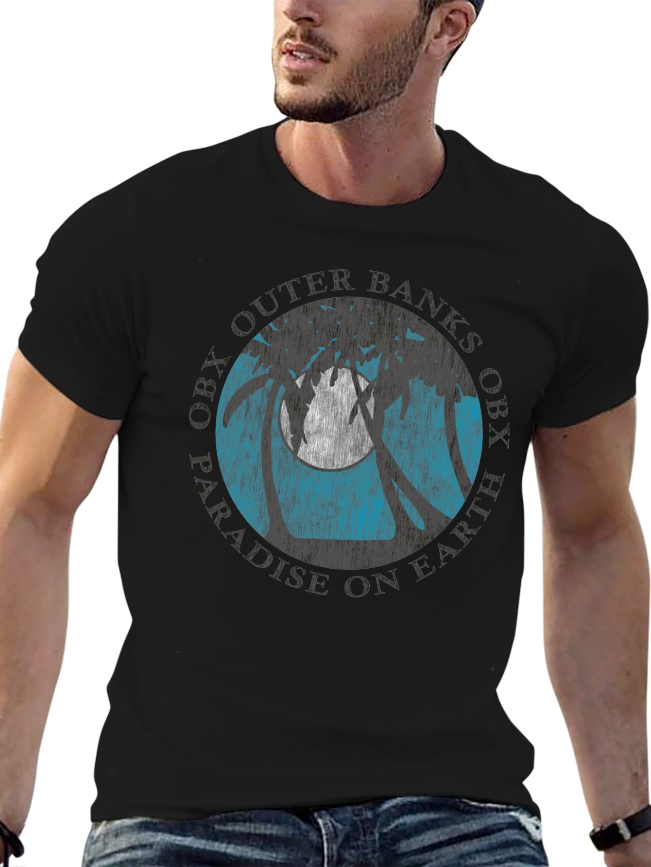 OBX Palm Moon Graphic Tee - Black
