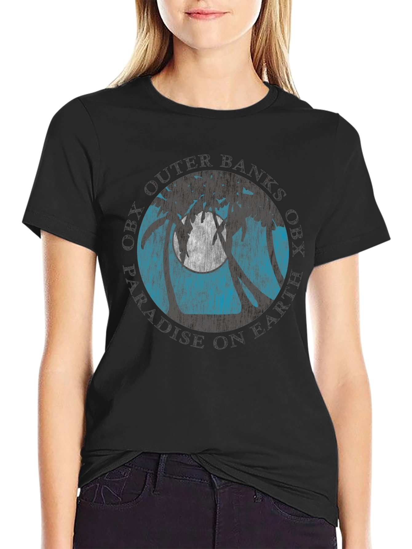 OBX Palm Moon Graphic Tee - Black