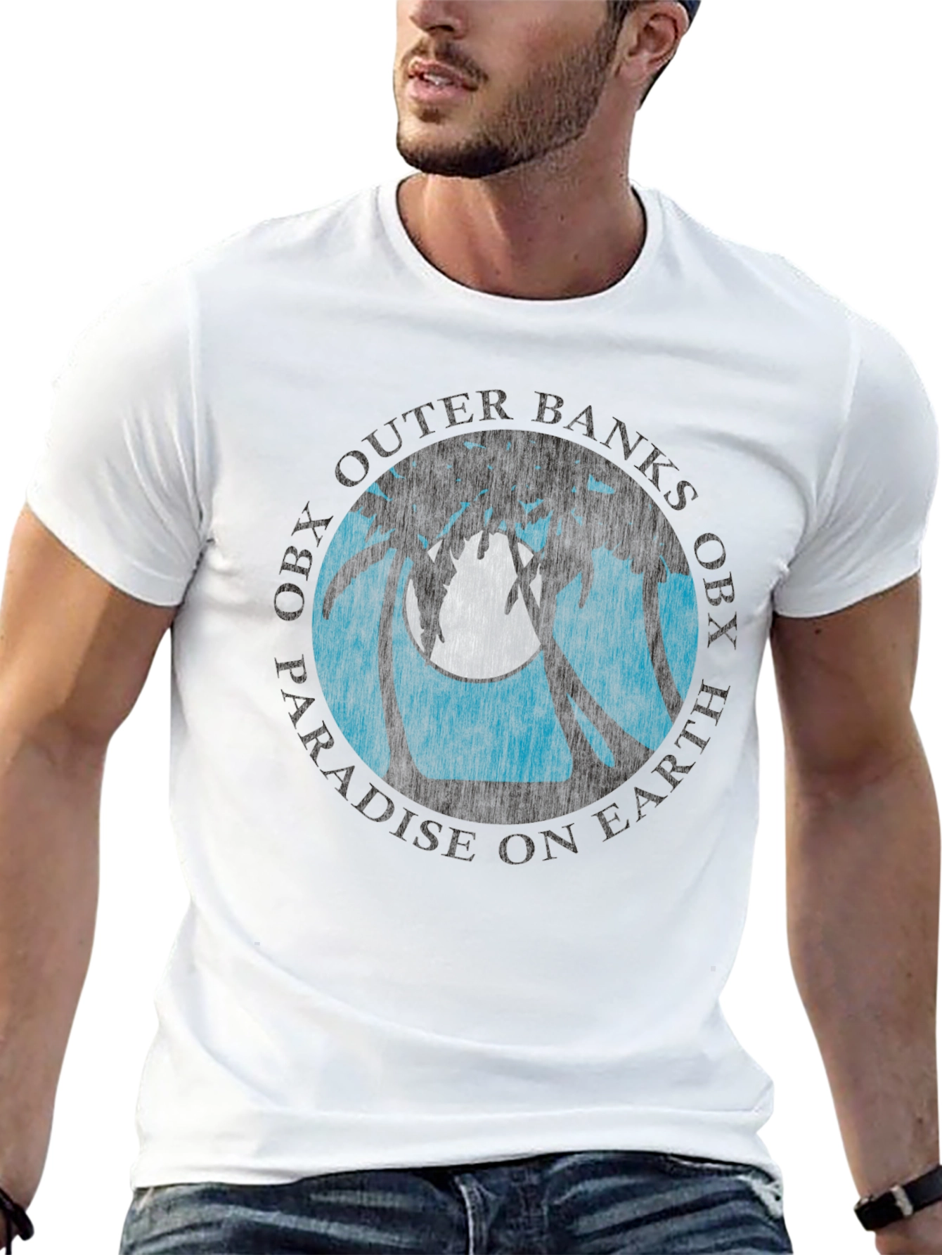 OBX Palm Moon Graphic Tee - Black