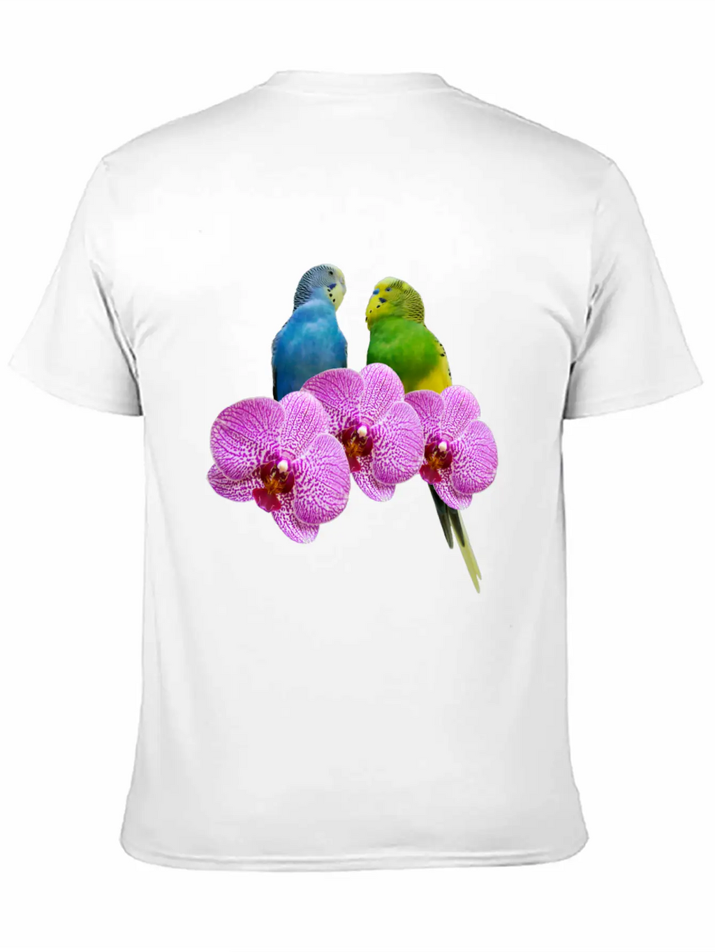 Budgie Budgerigar With Purple Orchid Classic Cotton Tee – Unisex Comfort For Any Season