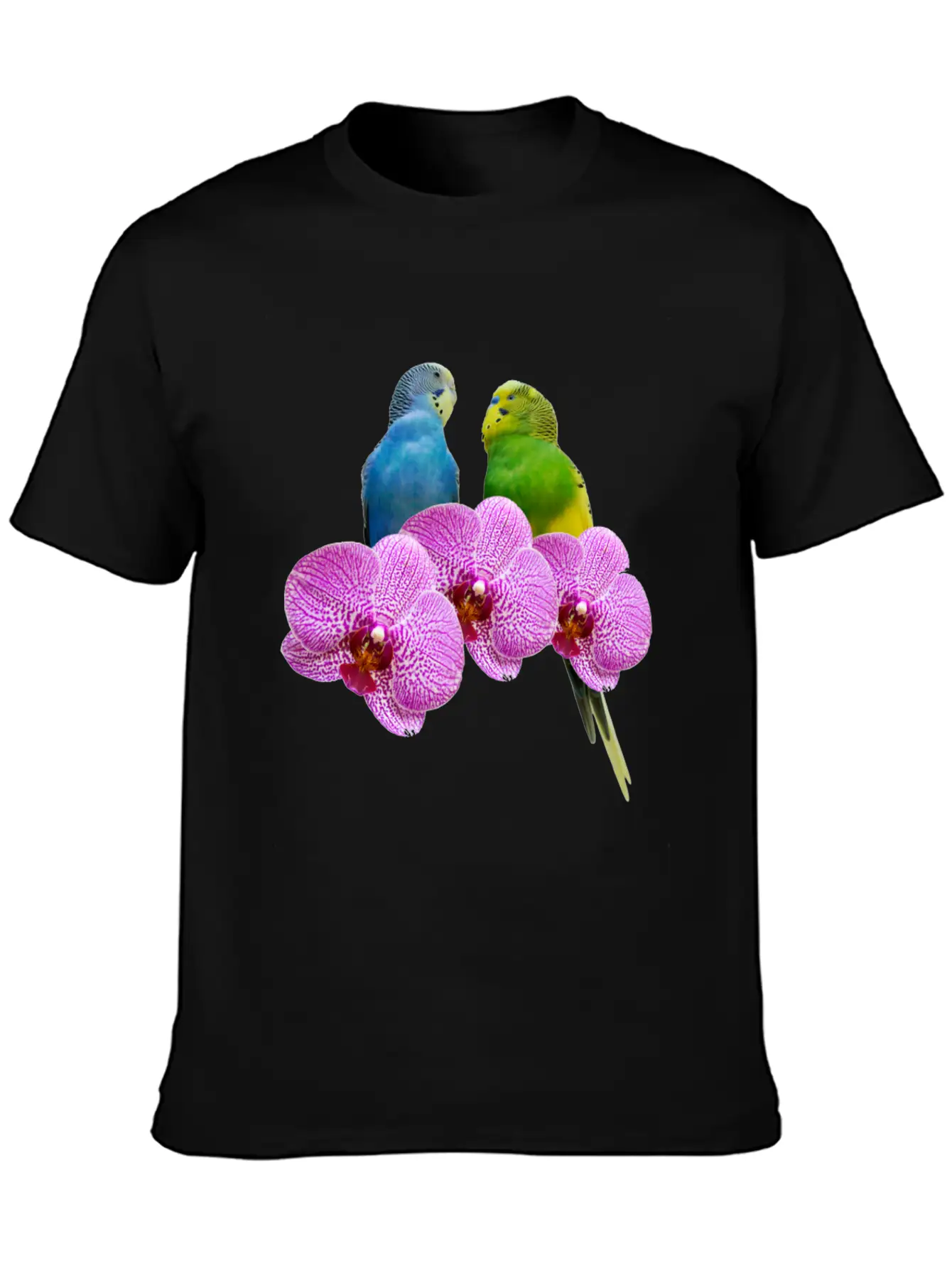 Budgie Budgerigar With Purple Orchid Classic Cotton Tee – Unisex Comfort For Any Season
