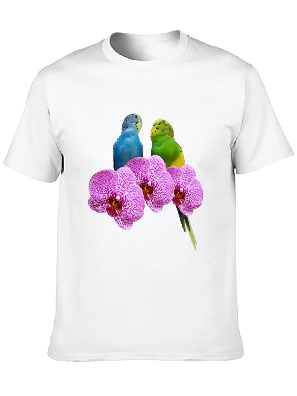 Budgie Budgerigar With Purple Orchid Classic Cotton Tee – Unisex Comfort For Any Season