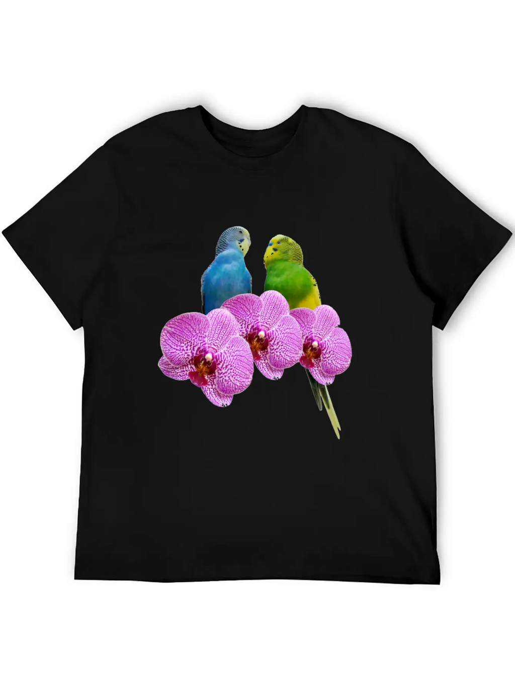Budgie Budgerigar With Purple Orchid Classic Cotton Tee – Unisex Comfort For Any Season