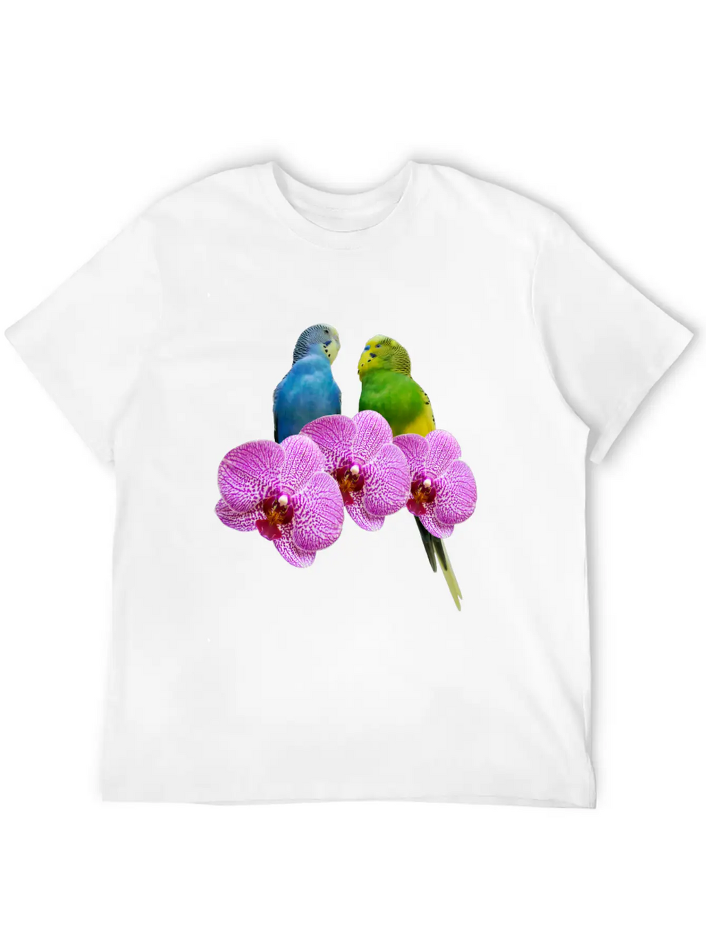 Budgie Budgerigar With Purple Orchid Classic Cotton Tee – Unisex Comfort For Any Season