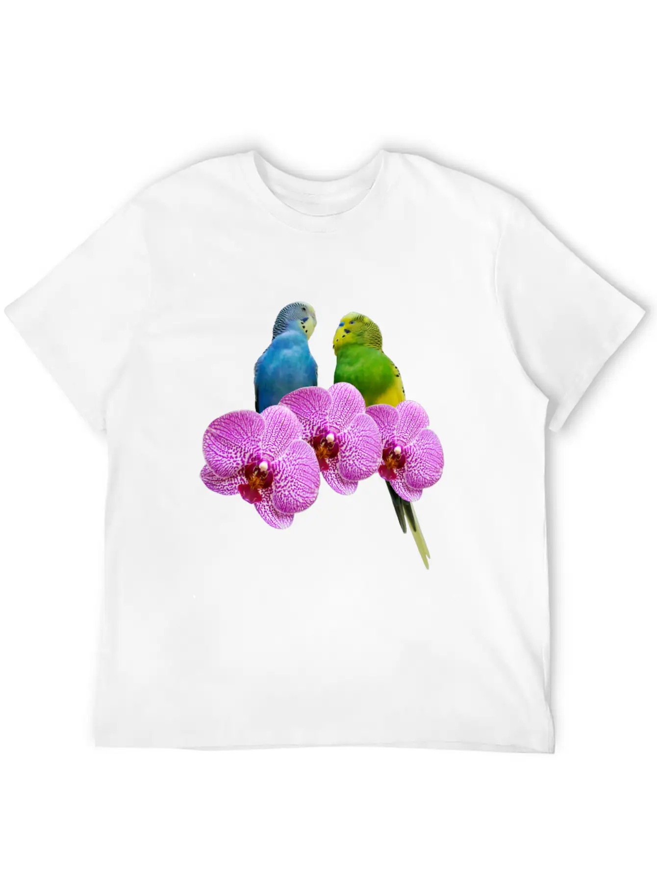 Budgie Budgerigar With Purple Orchid Classic Cotton Tee – Unisex Comfort For Any Season